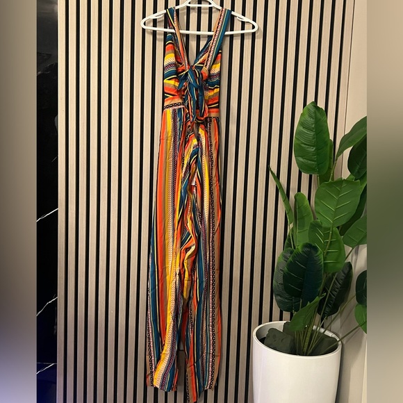 Bold Beat Striped Jumpsuit. Colorful Striped Jumpsuit - Picture 5 of 5